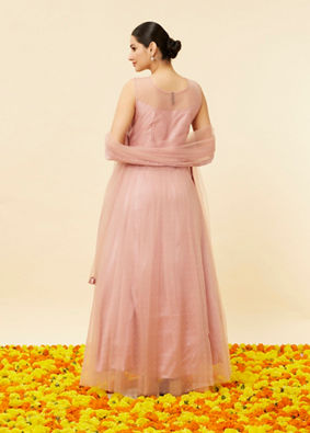 Candy Floss Pink Stone Work Anarkali Suit image number 3